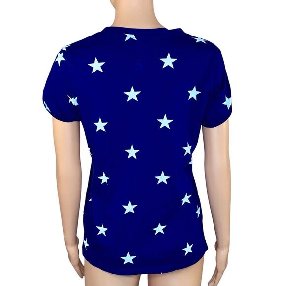 St. Johns Bay Crew Neck Short Sleeve Tee Navy White Womens Size Small Petite - Picture 4 of 6